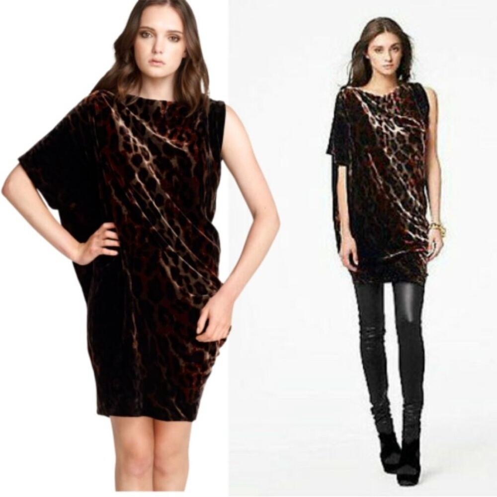 DVF Diane Von Furstenberg WILMA JOON Velvet Velour Tunic Dress Golden Tiger
